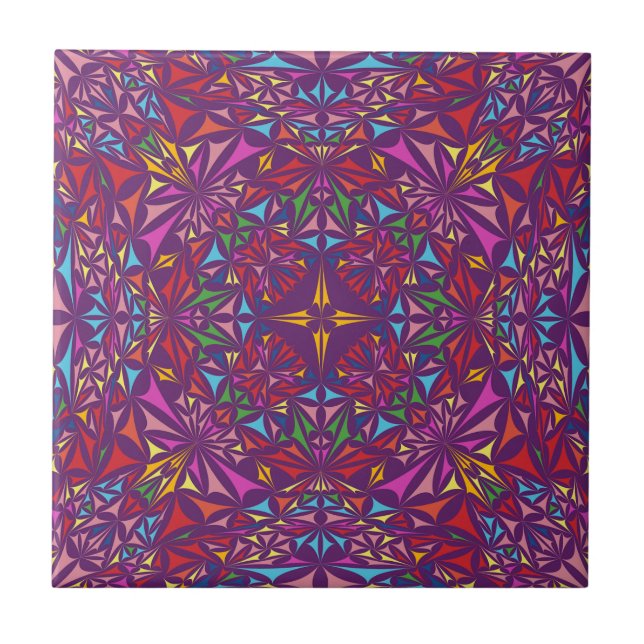Carreau Motif de kaléidoscope orné violet (Devant)