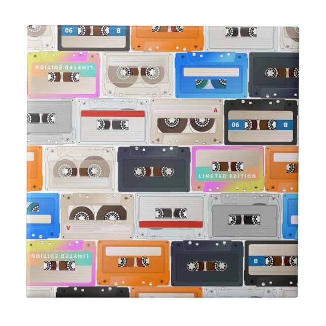 Carreau Motif de la casette rétro branchée des années 80 (Devant)