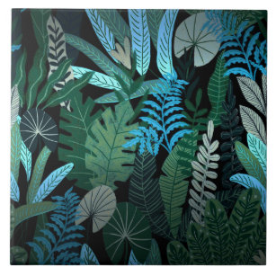 Carreau Motif de la jungle bleu exotique Aloha tropicale l