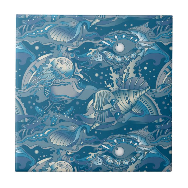 Carreau Motif de la mer tropicale (Devant)