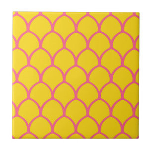 Carreau Motif de l'ananas tropical en rose et jaune