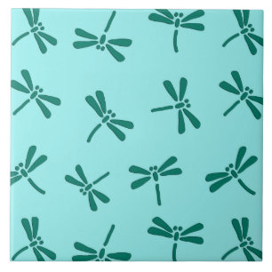 Carreau Motif de libellule japonaise, turquoise et aqua