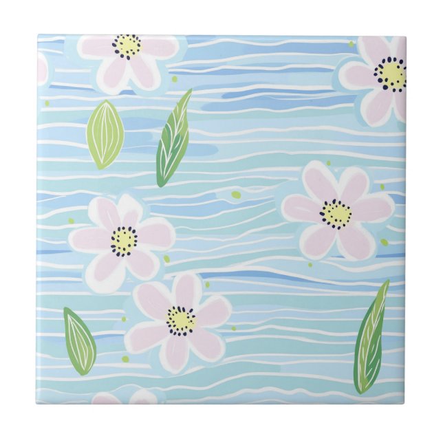 Carreau Motif de ligne florale abstrait moderne (10) (Devant)
