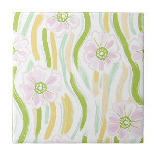 Carreau Motif de ligne florale abstrait moderne (4)
