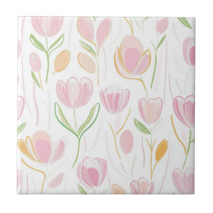 Carreau Motif de ligne florale abstrait moderne (5)