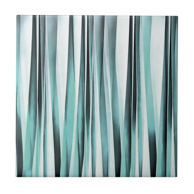 Carreau Motif de lignes rayées d'océan bleu cyan (Devant)