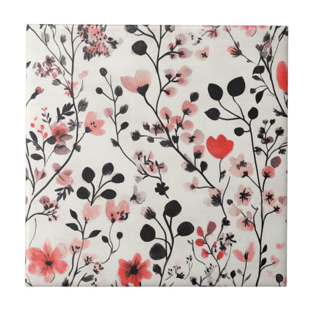 Carreau Motif de lin floral blush rustique (10) (Devant)