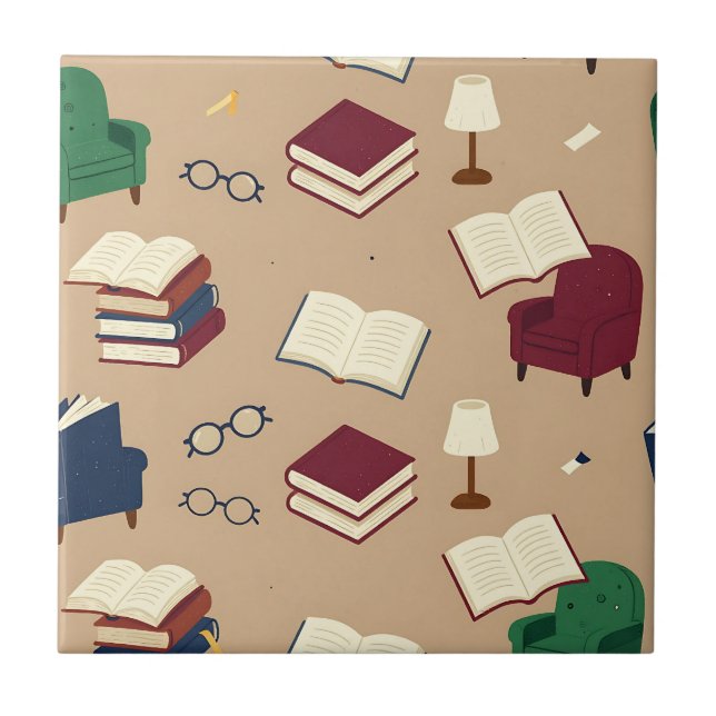 Carreau Motif de livres de coin de lecture cosy (Devant)