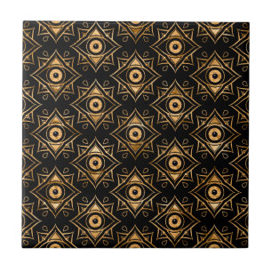 Carreau Motif de l'ornement oculaire - Noir et Or