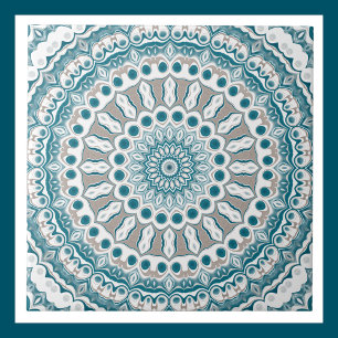 Carreau Motif de mandala aqua et taupe