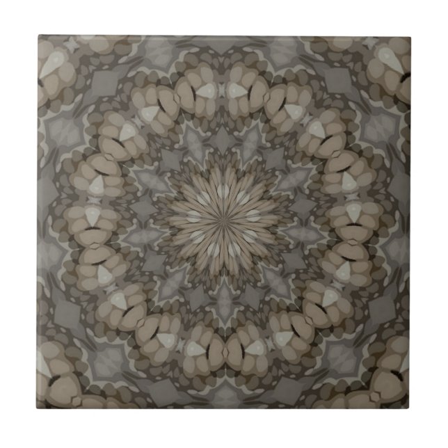 Carreau Motif de mandala aux tons naturels de la Terre (Devant)