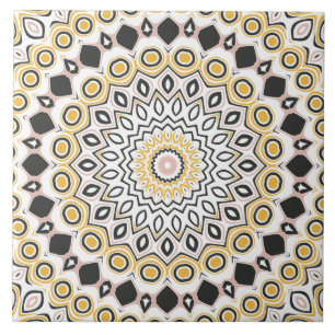 Carreau Motif de mandala doré et charbon