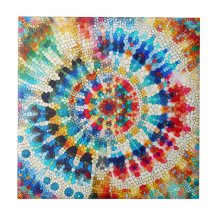 Carreau Motif de mandala en mosaïque abstraite radieuse