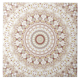 Carreau Motif de mandala géométrique aux tons terre