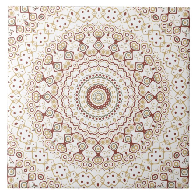 Carreau Motif de mandala géométrique aux tons terre (Devant)