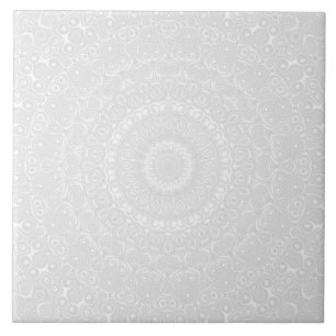 Carreau Motif de mandala géométrique blanc sur blanc