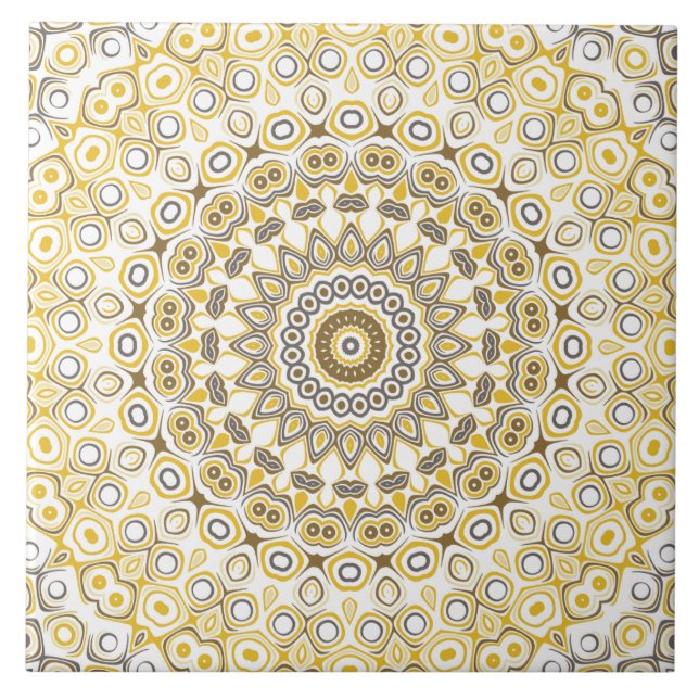 Carreau Motif de mandala jaune doré (Devant)