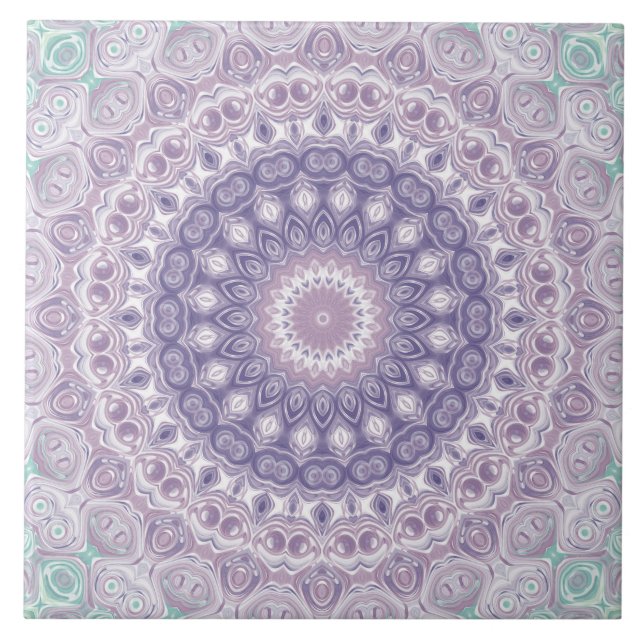 Carreau Motif de mandala lavande et lilas (Devant)