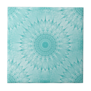 Carreau Motif de Mandala métallurgique turquoise