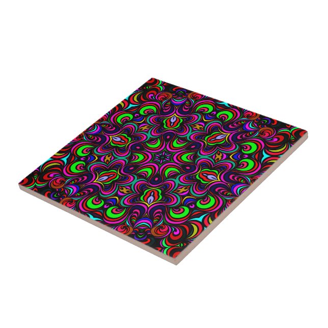 Carreau Motif de mandala multicolore (Côté)