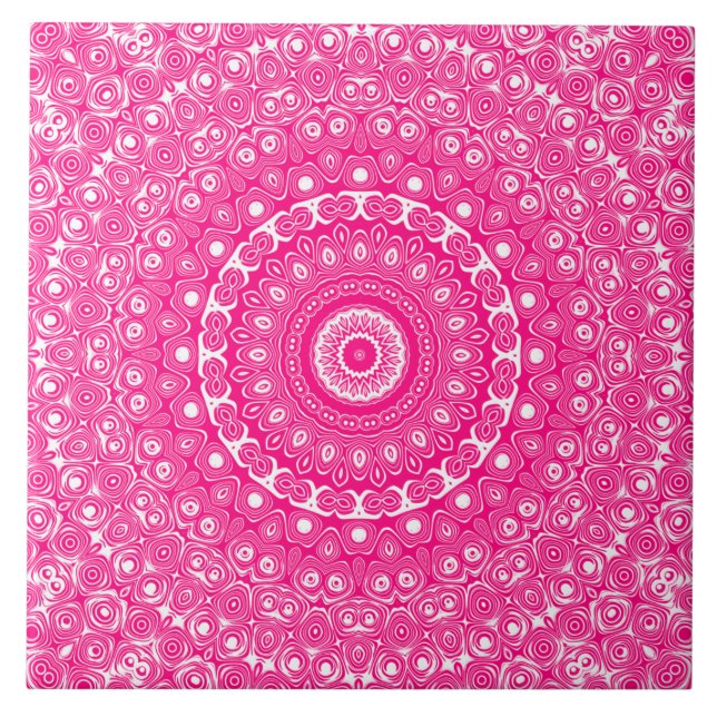 Carreau Motif de mandala rose vif (Devant)