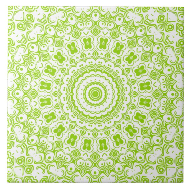 Carreau Motif de mandala vert Chartreuse (Devant)