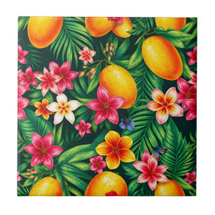 Carreau Motif de Mango Tropical et feuille de palme