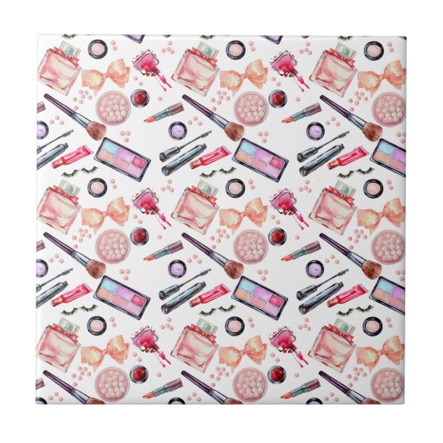 Carreau Motif de maquillage d'aquarelle (Devant)