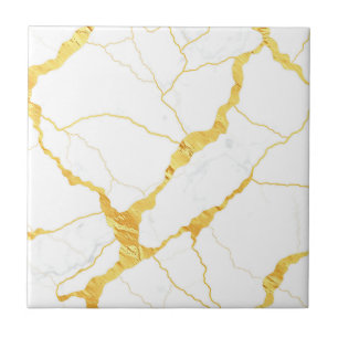 Carreau Motif de marbre blanc avec veines d'or