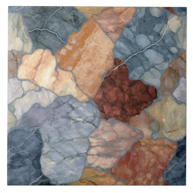 Carreau Motif de marbre de ton terrestre (Devant)