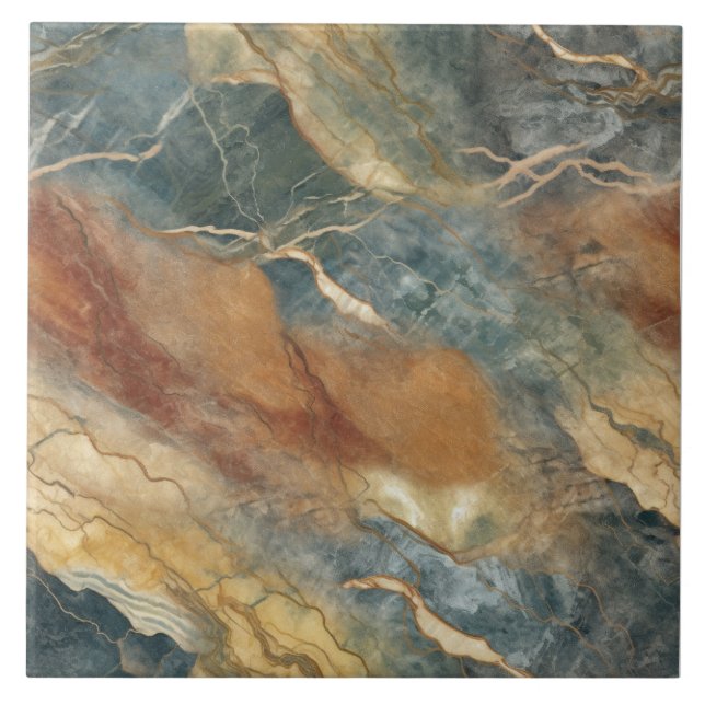 Carreau Motif de marbre de ton terrestre (Devant)