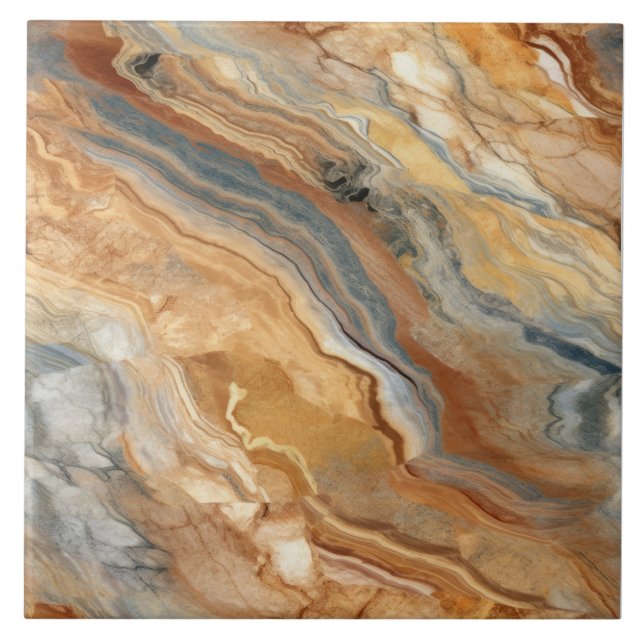 Carreau Motif de marbre de ton terrestre (Devant)