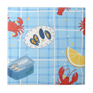 Carreau Motif de marché de fruits de mer méditerranéen (2)