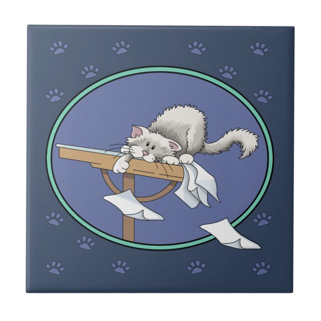 Carreau Motif de méfaits de chat (Devant)