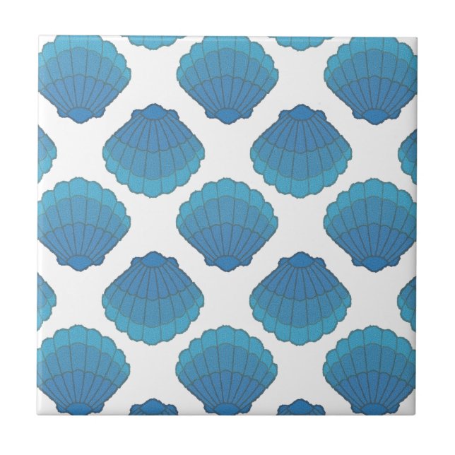 Carreau Motif de mosaïque de coquillage bleu (Devant)
