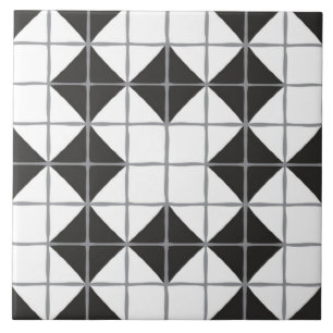 Carreau Motif de mosaïque géométrique maximaliste (noir
