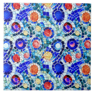 Carreau Motif de mosaïque multicolore inspiré par Gaudi