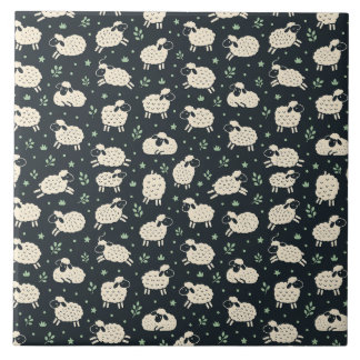 Carreau Motif de moutons duveteux fantaisistes