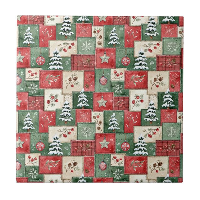 Carreau Motif de Noël en patchwork de campagne (Devant)