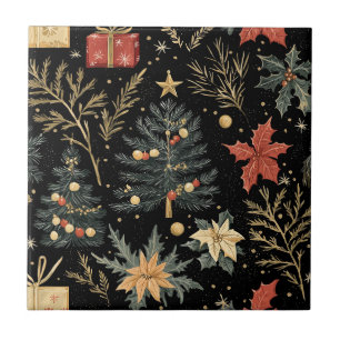 Carreau Motif de Noël floral de Poinsettia (21)