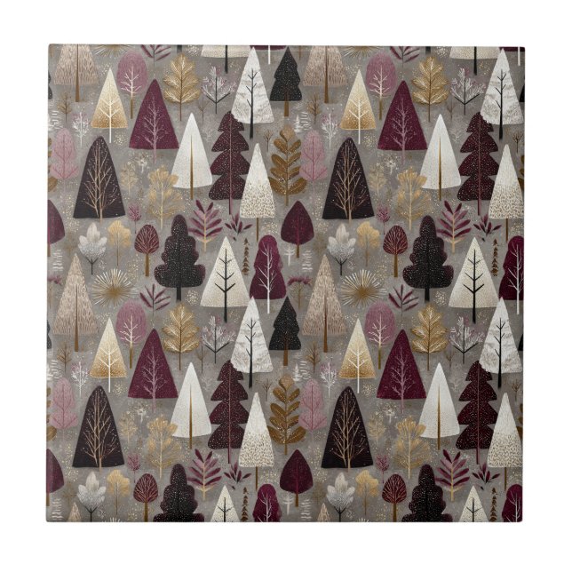 Carreau Motif de Noël Forêt d'Hiver Élégant (10) (Devant)