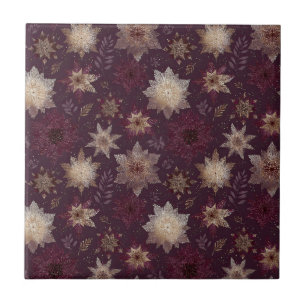 Carreau Motif de Noël Poinsettia Bourgogne (2)