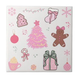 Carreau Motif de Noël rose