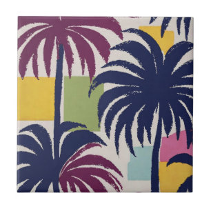 Carreau Motif de palmiers tropicaux colorés