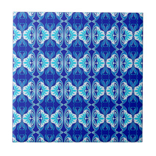 Carreau Motif de papier peint d'art déco - bleu et blanc