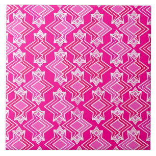 Carreau Motif de papier peint d'art déco, rose de fuchsia