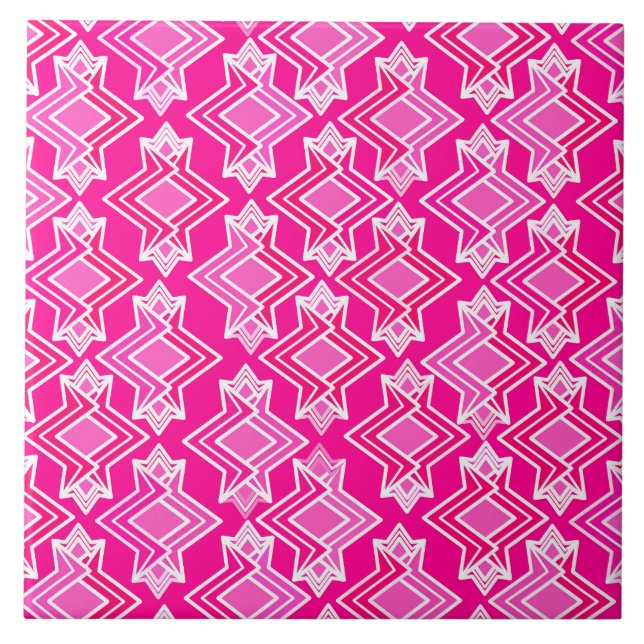 Carreau Motif de papier peint d'art déco, rose de fuchsia (Devant)