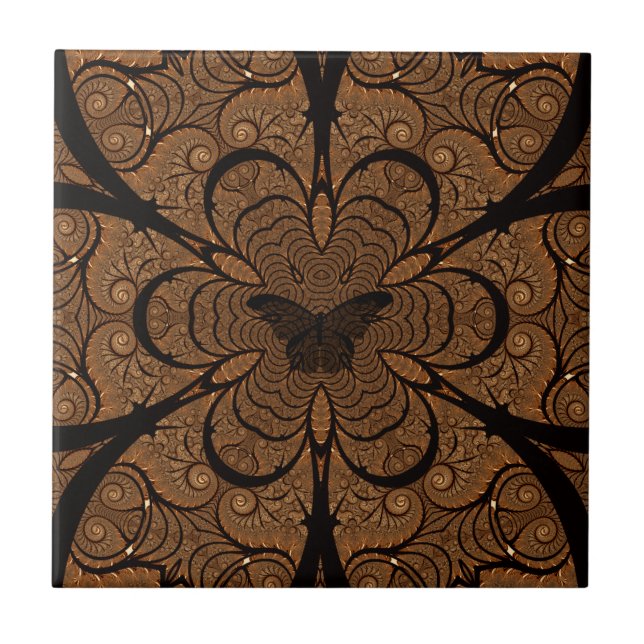 Carreau Motif de papillon noir et Brown (Devant)