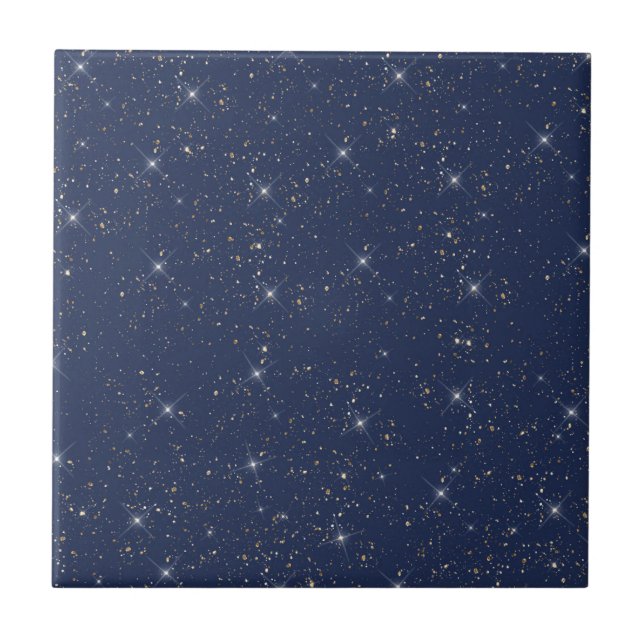 Carreau Motif de parties scintillant en or brillant bleu m (Devant)