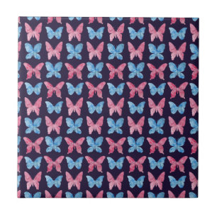 Carreau Motif de peinture Aquarelle bleu rose